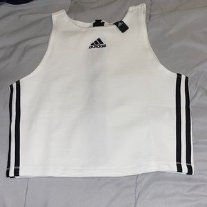 White & black stripes adidas tank top